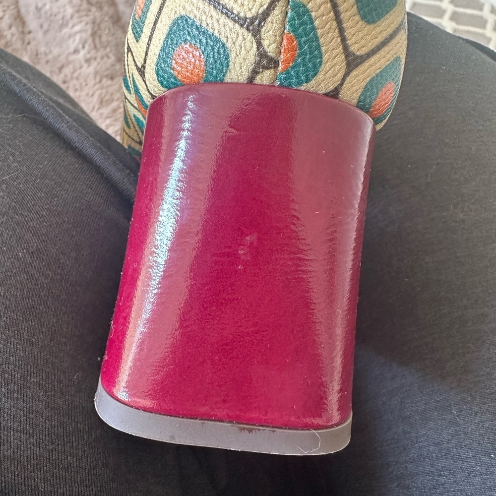 Chie Mihara Geometric Patterned Heels - Green and Red - Picture 5 of 11